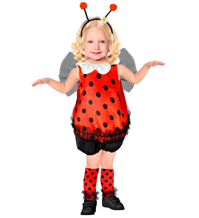 Marienkäfer Kostüm mit Flügeln, Fühlern, Oberteil, Shorts und Stulpen für Fasnacht