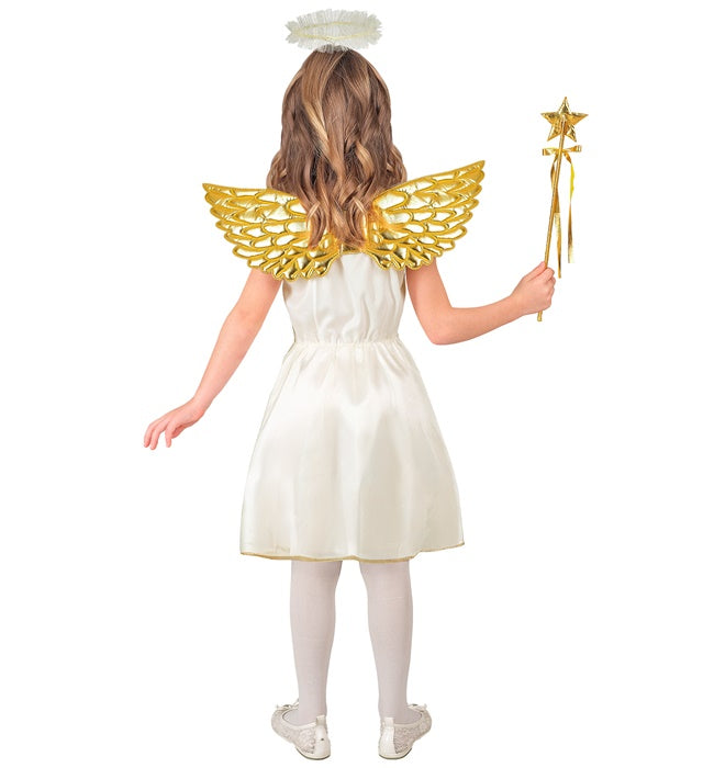 Weisses Engelskostüm mit Kleid, Flügeln und Heiligenschein
