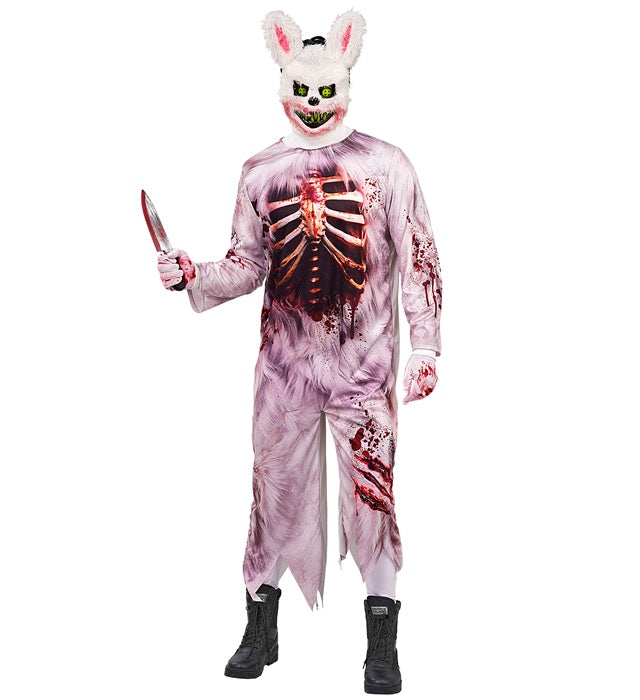 Zombie Bunny Kostüm mit Overall und Maske für Fasnacht und Mottoparty