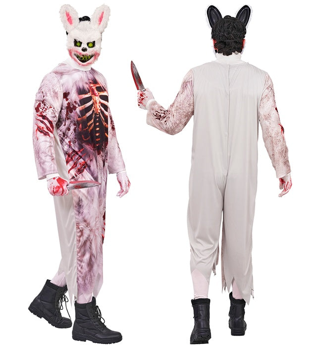 Zombie Bunny Kostüm mit Overall und Maske für Fasnacht und Mottoparty