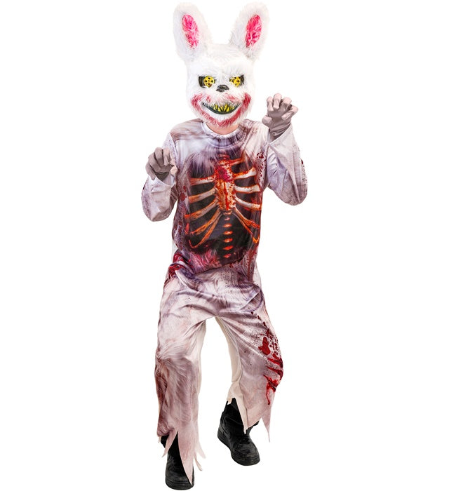 Zombie Bunny Kostüm mit Overall und Maske für Fasnacht