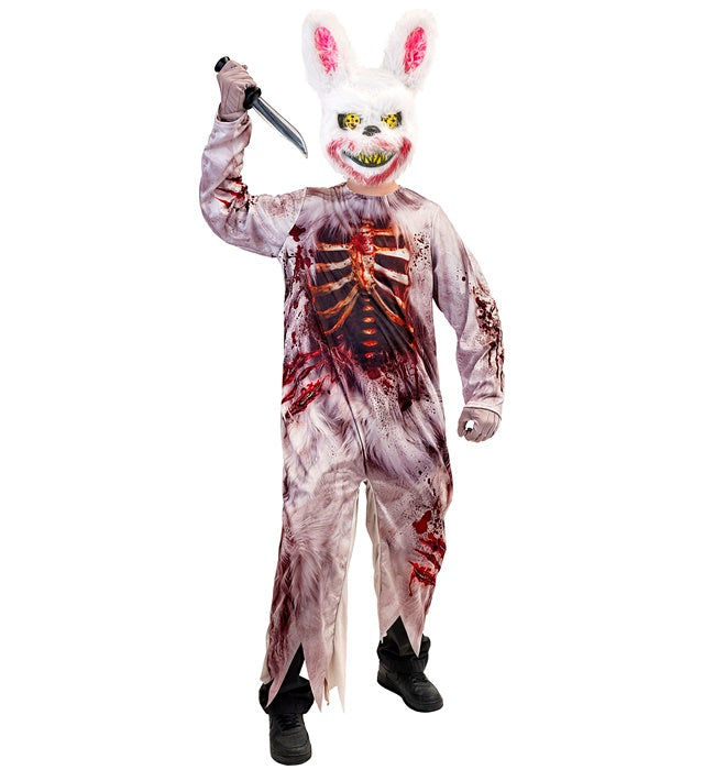 Zombie Bunny Kostüm mit Overall und Maske für Fasnacht