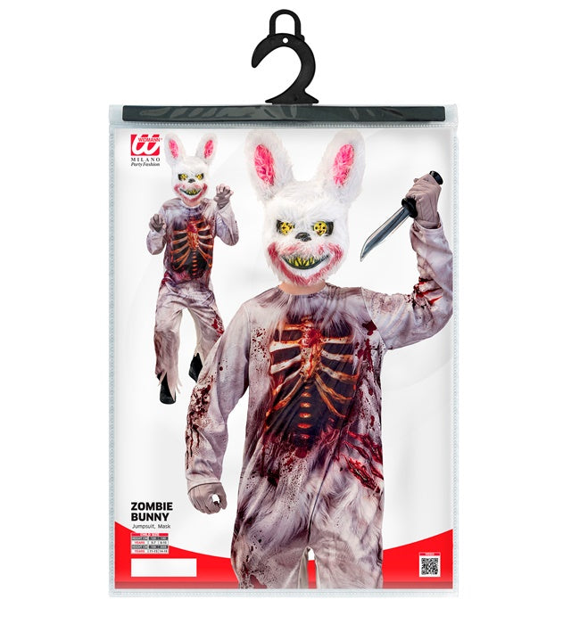 Zombie Bunny Kostüm mit Overall und Maske für Fasnacht
