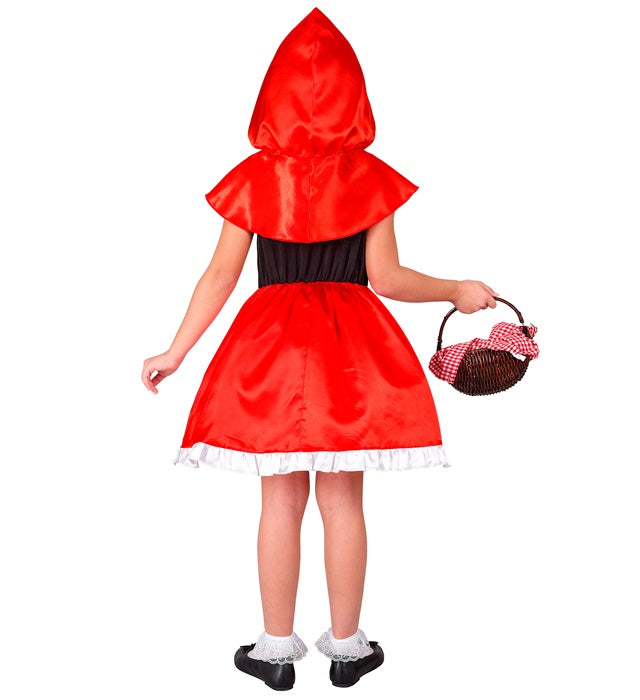 Rotkäppchen Kostüm bestehend aus rotem Kleid, Schürze und rotem Kapuzenmantel