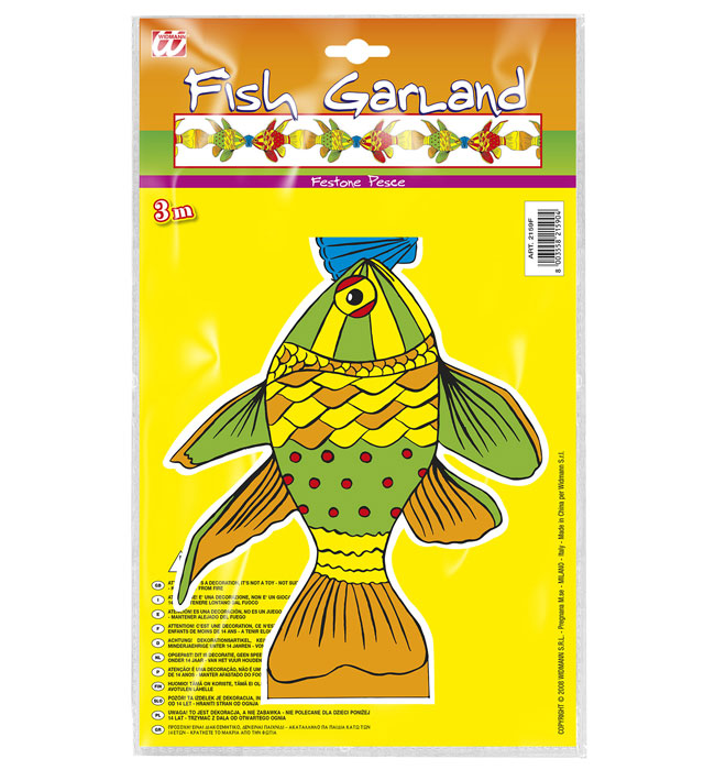 Bunte Fisch-Girlande 3 Meter für Fasnacht und Partydeko