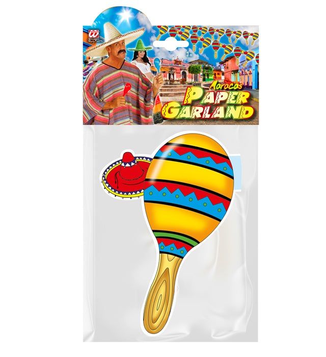 Bunte Girlande mit Maracas-Motiven, 3 Meter lang, dekorativ für Fasnacht und Karneval