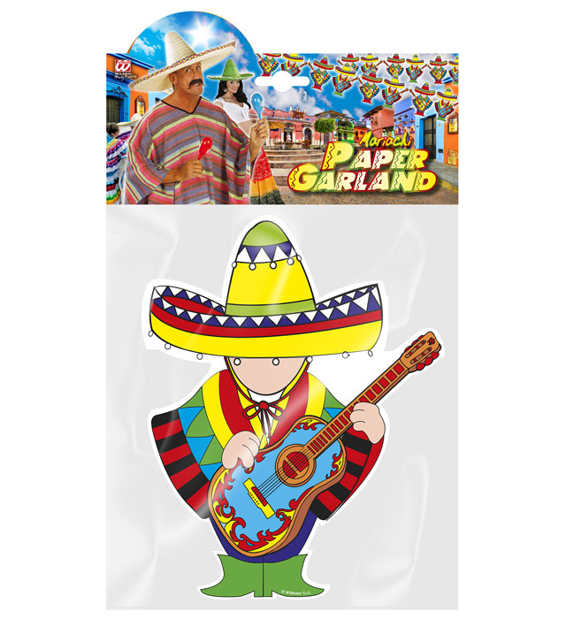 Bunte Mariachi-Girlande 3 Meter lang als Fasnachtsdekoration
