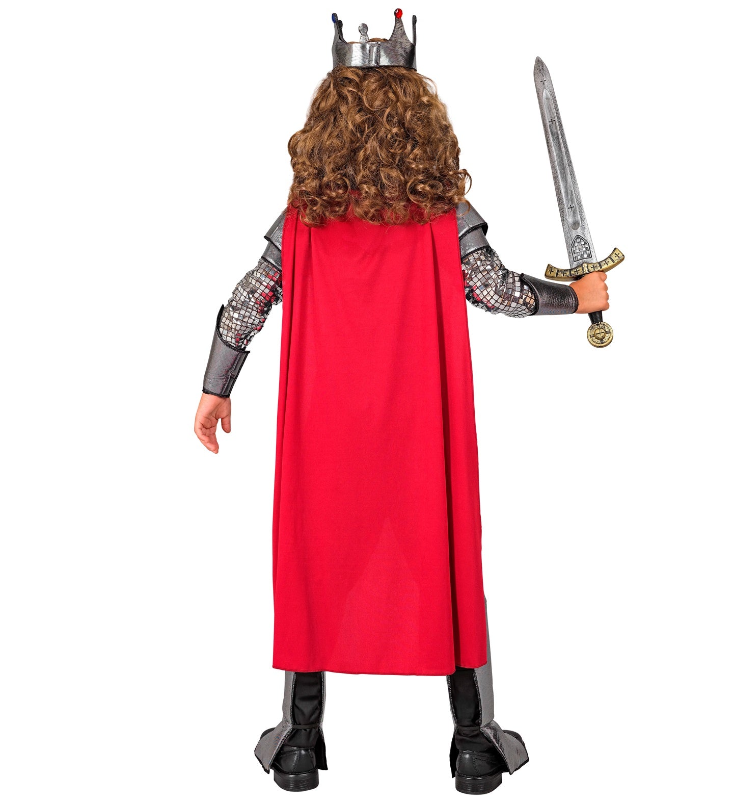 Jungen König Kostüm mit Oberteil mit Umhang, Gürtel, Armstulpen, Krone, Stiefelüberzieher