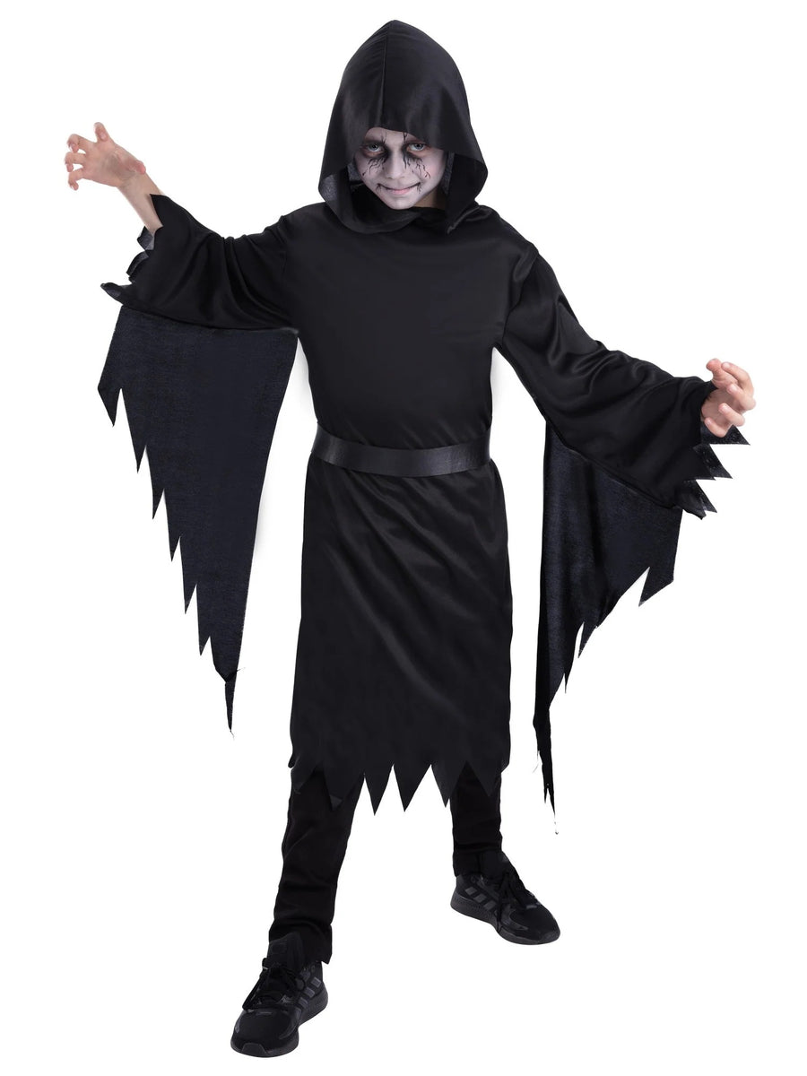 Smiffys GHOSTMUM Screamer Ghost Kostüm schwarz mit Kapuzenrobe und Gürtel – Produktansicht