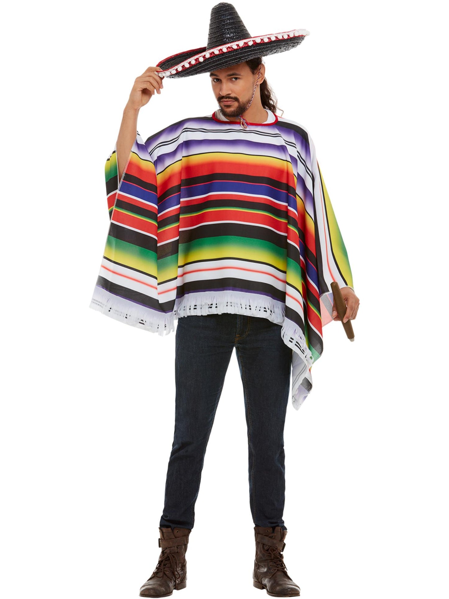 Smiffys MEXICAN Poncho, Multi-Coloured CS für Unisex