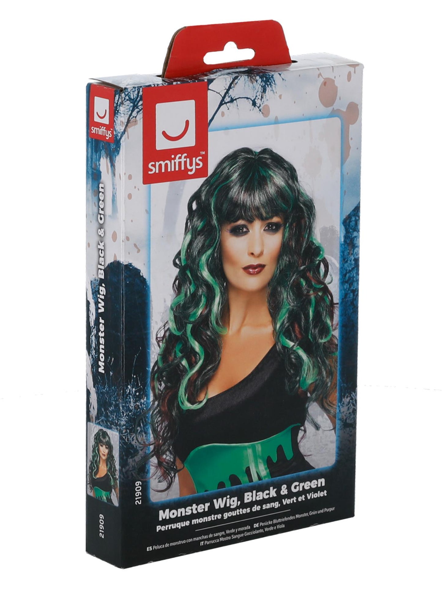 Smiffys HALLACESSO Monster Wig, Black & Green für Damen