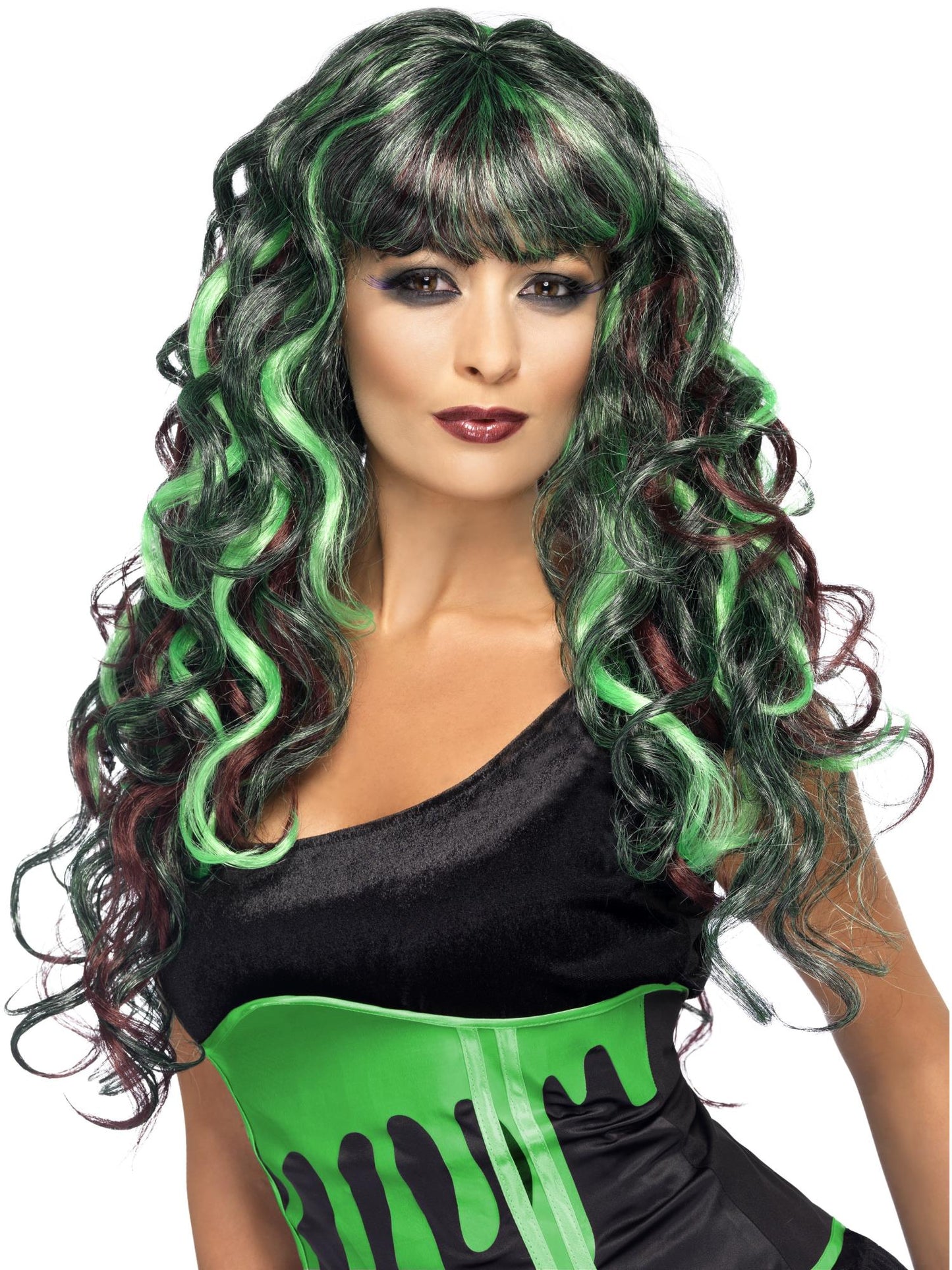 Smiffys HALLACESSO Monster Wig, Black & Green für Damen