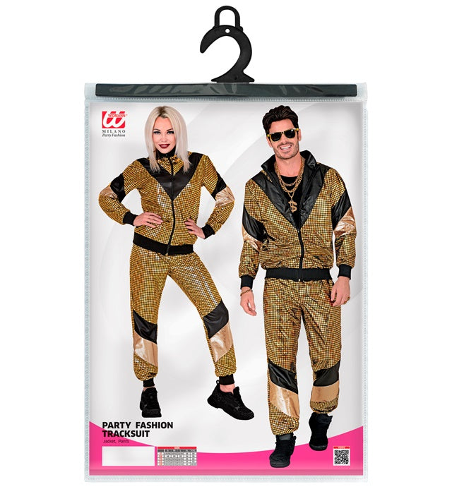80er Jahre gold reflektierender Trainingsanzug bestehend aus Oberteil und Hose