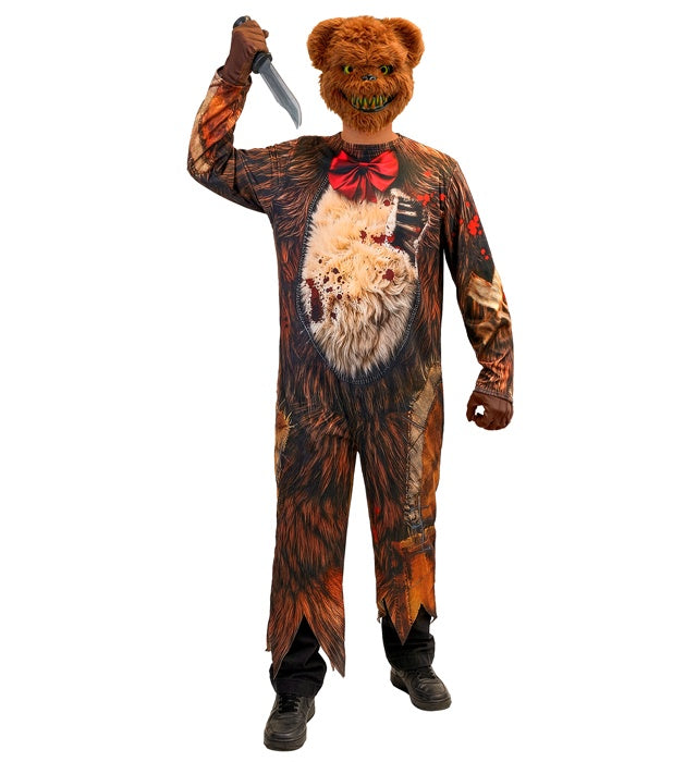 Zombie Teddybär Kostüm mit Overall und gruseliger Maske
