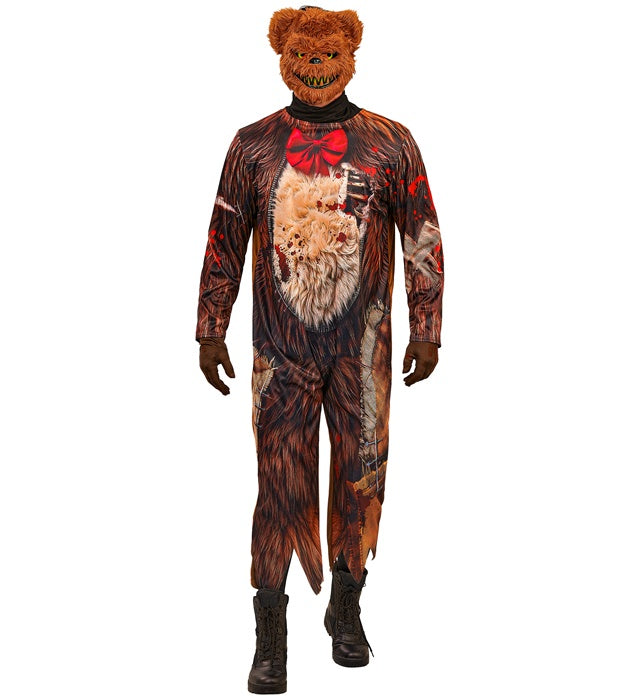 Zombie Teddybär Kostüm mit Overall und gruseliger Maske