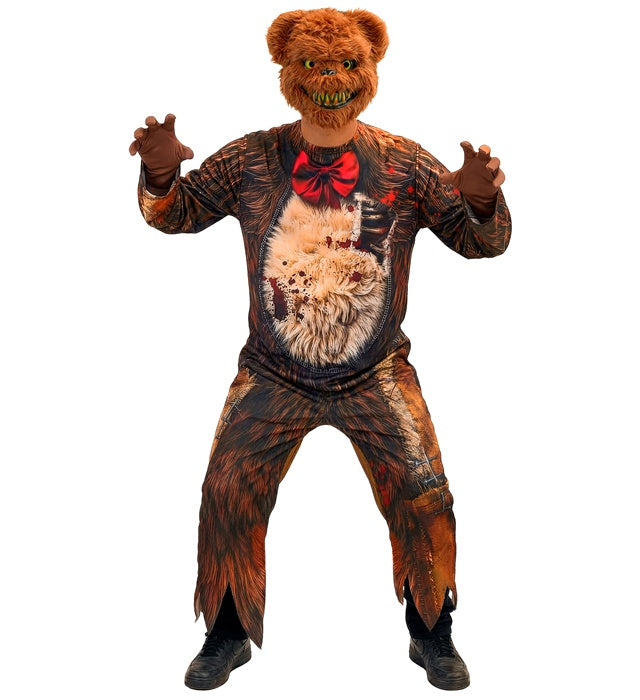 Zombie Teddybär Kostüm mit Overall und gruseliger Maske