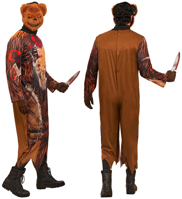 Zombie Teddybär Kostüm mit Overall und gruseliger Maske