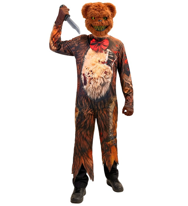 Zombie Teddybär Kostüm mit Overall und Maske für Fasnacht
