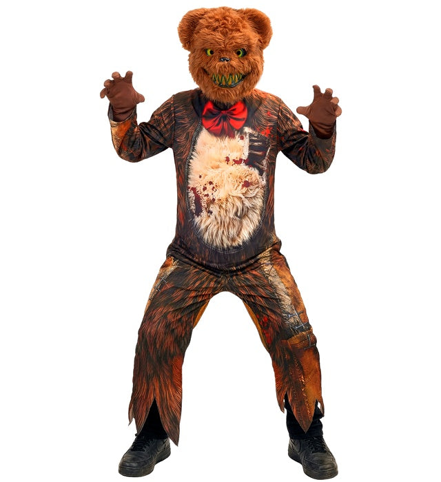 Zombie Teddybär Kostüm mit Overall und Maske für Fasnacht