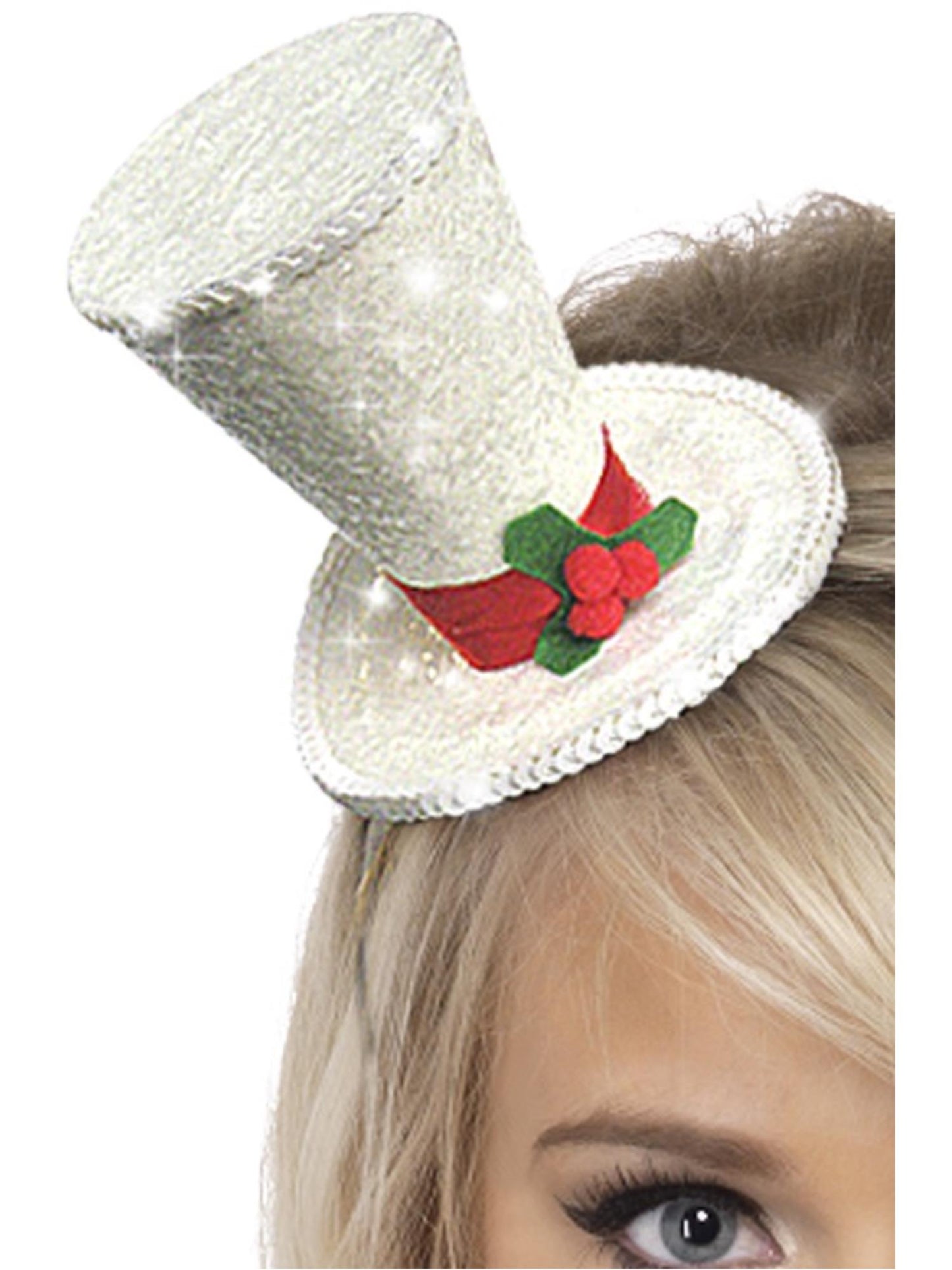 Smiffys CHRISTMAS Mini Top Hat, White für Unisex