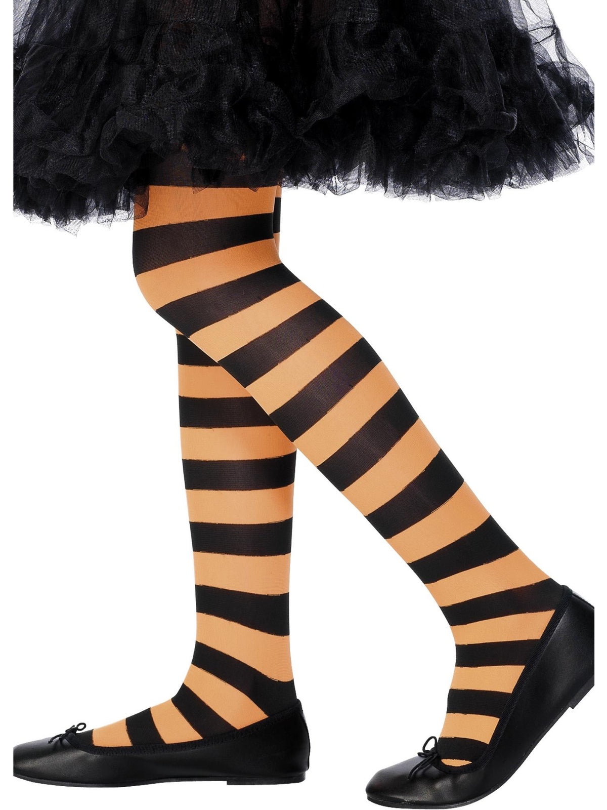 Smiffys orange-schwarze Strumpfhose für Mädchen 6–12 Jahre