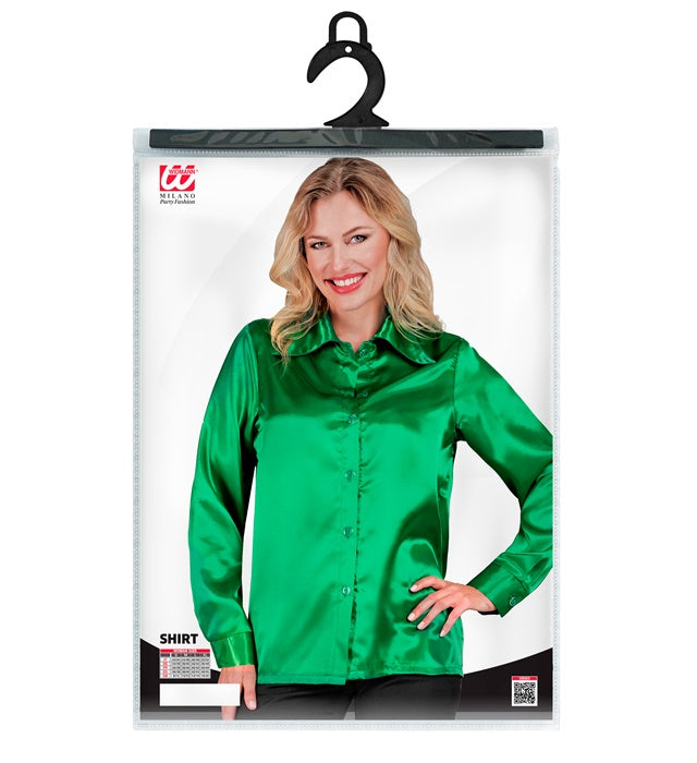 GRÜNE 70s DISCO BLUSE aus Satin