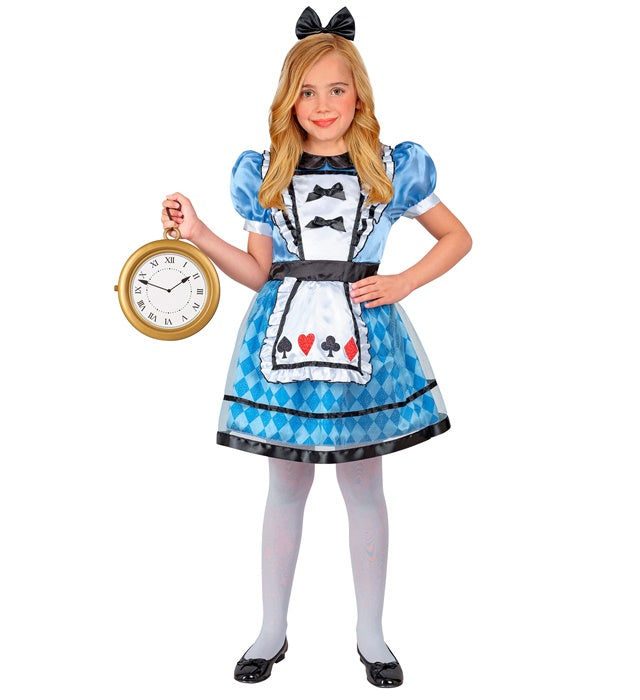 Wonderland Girl Kostüm mit Petticoat, Schürze und Haarreif mit Schleife