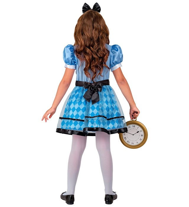 Wonderland Girl Kostüm mit Petticoat, Schürze und Haarreif mit Schleife