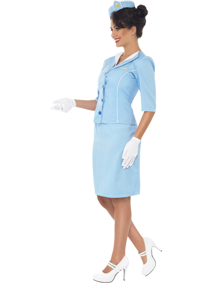 Smiffys AIRLINE Air Hostess Costume, Blue CS für Damen