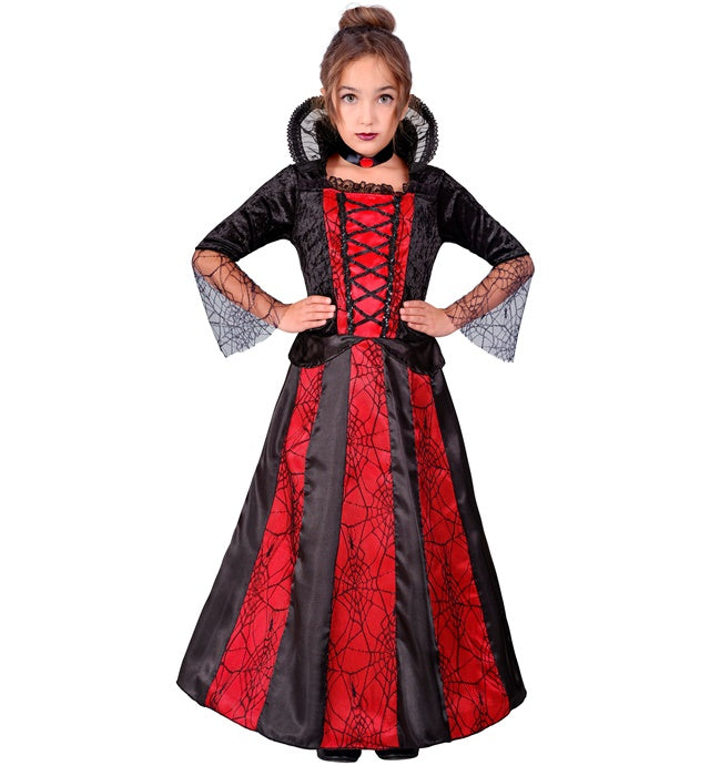Vampirin-Kostüm mit schwarzem Kleid, Reifrock und Halsband