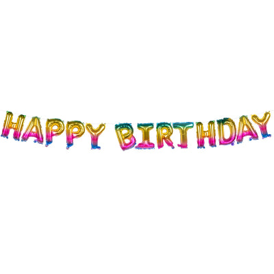 Boland Happy Birthday Folienballon Girlande 8 Meter Partydeko mit mehrfarbigem Schriftzug
