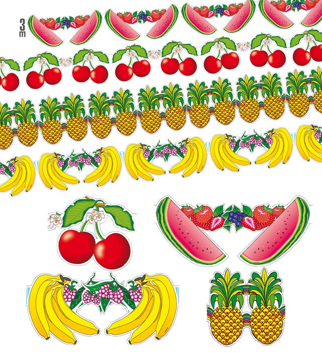 Bunte Obst-Girlande mit verschiedenen Früchten in 3 Metern Länge