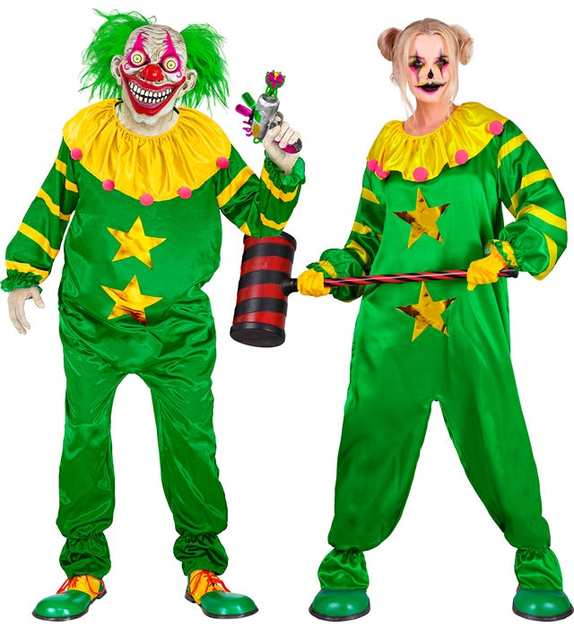 Weltraum Horror Clown Overall Kostüm mit gruseligem Design für Fasnacht