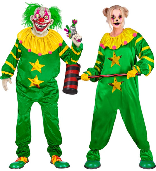 Weltraum Horror Clown Overall Kostüm mit gruseligem Design für Fasnacht