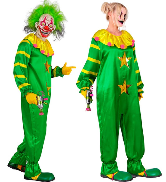 Weltraum Horror Clown Overall Kostüm mit gruseligem Design für Fasnacht