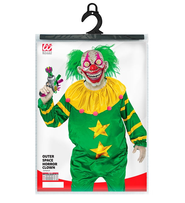 Weltraum Horror Clown Overall Kostüm mit gruseligem Design für Fasnacht