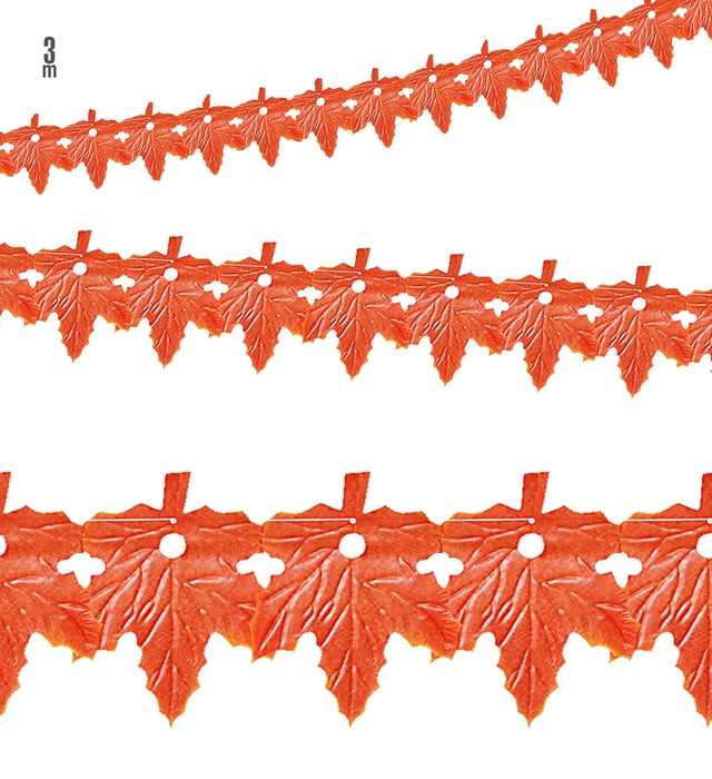 3 Meter lange Girlande aus grünen Polyester-Blättern als Dekoration
