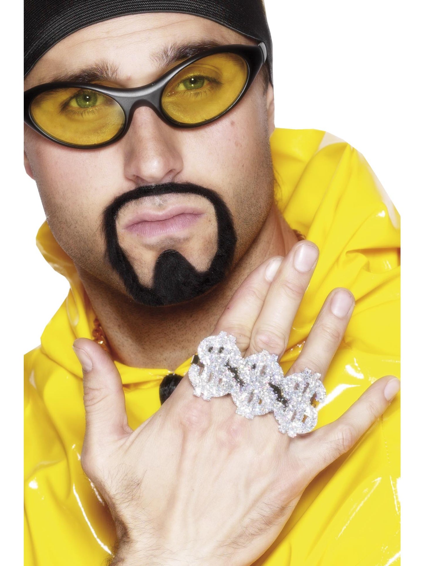 Smiffys 1970SDISCO 3 in 1 Dollar Rapper Ring, Silver AC für Herren