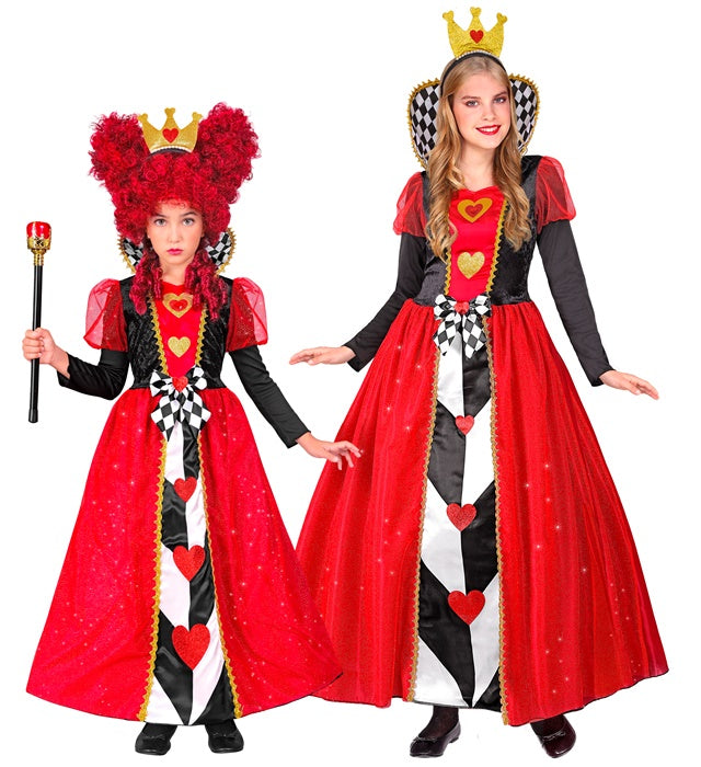 Kostümset Königin der Herzen mit rotem Kleid und goldener Krone