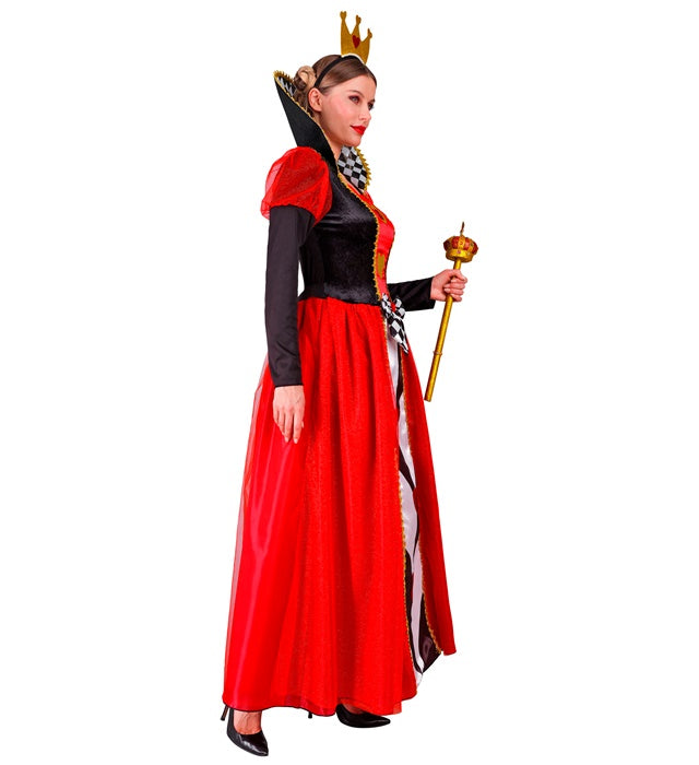 Königin der Herzen Kostüm mit rotem Kleid und goldener Krone