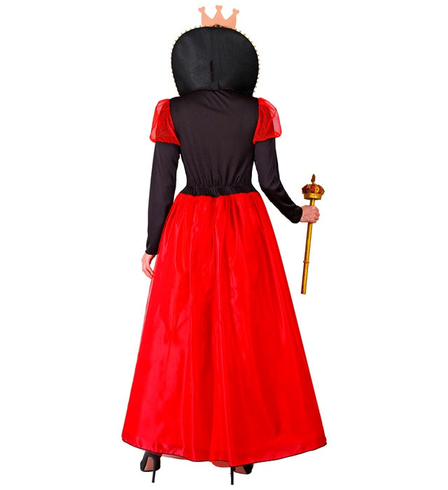 Königin der Herzen Kostüm mit rotem Kleid und goldener Krone
