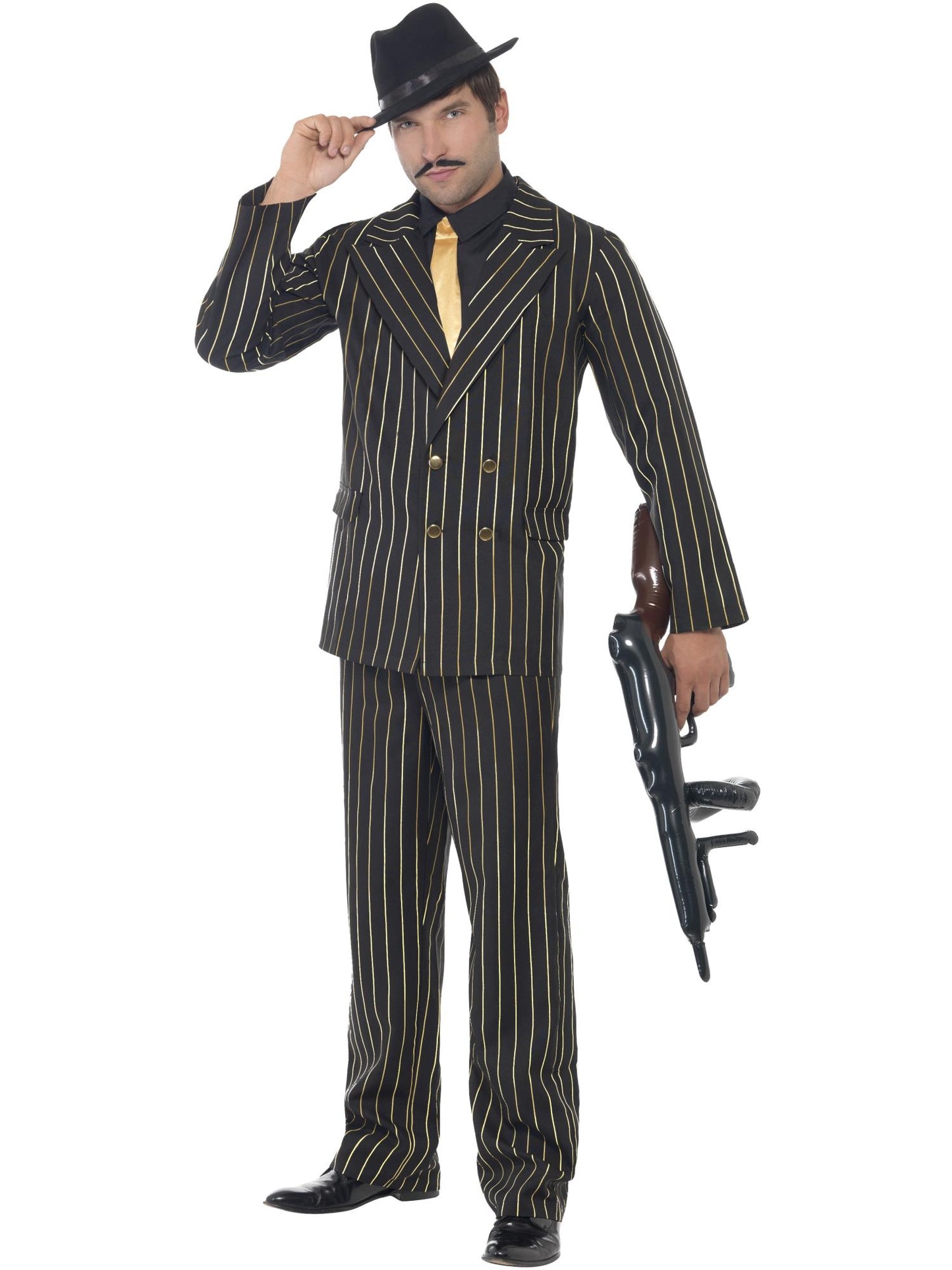 Smiffys 1920S Gold Pinstripe Gangster Costume, Black CS für Herren