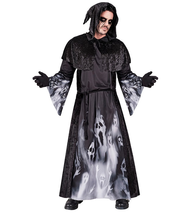 SCREAMING SOULS Kapuzengewand mit Umhang und Gürtel in Schwarz