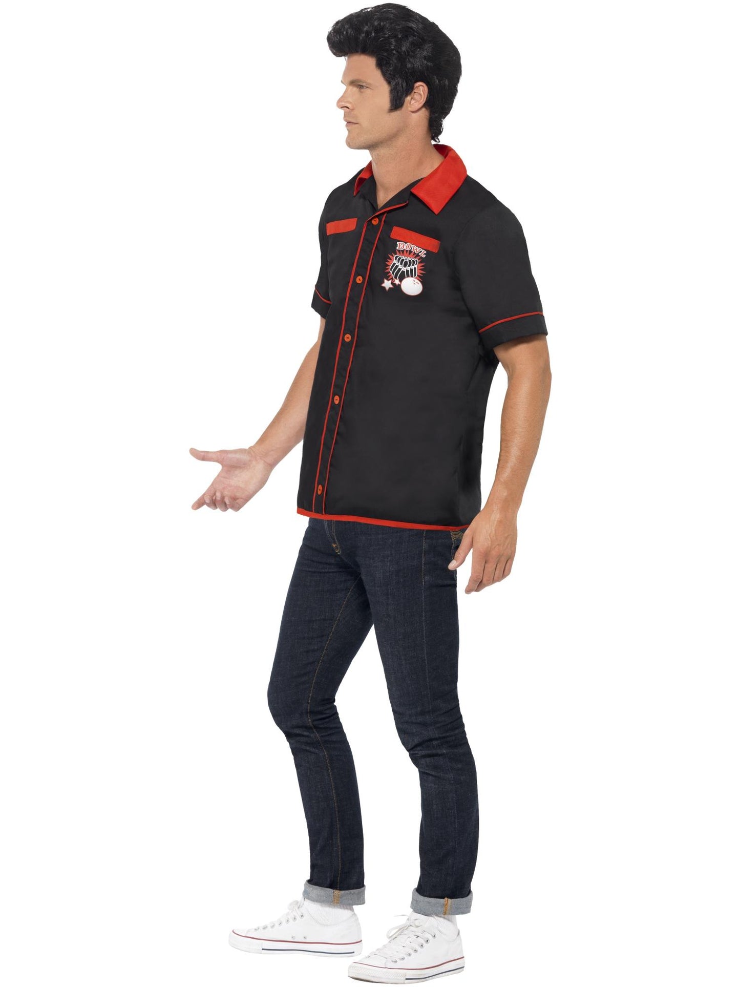 Smiffys 1950S 50s Bowling Shirt, Black CS für Unisex