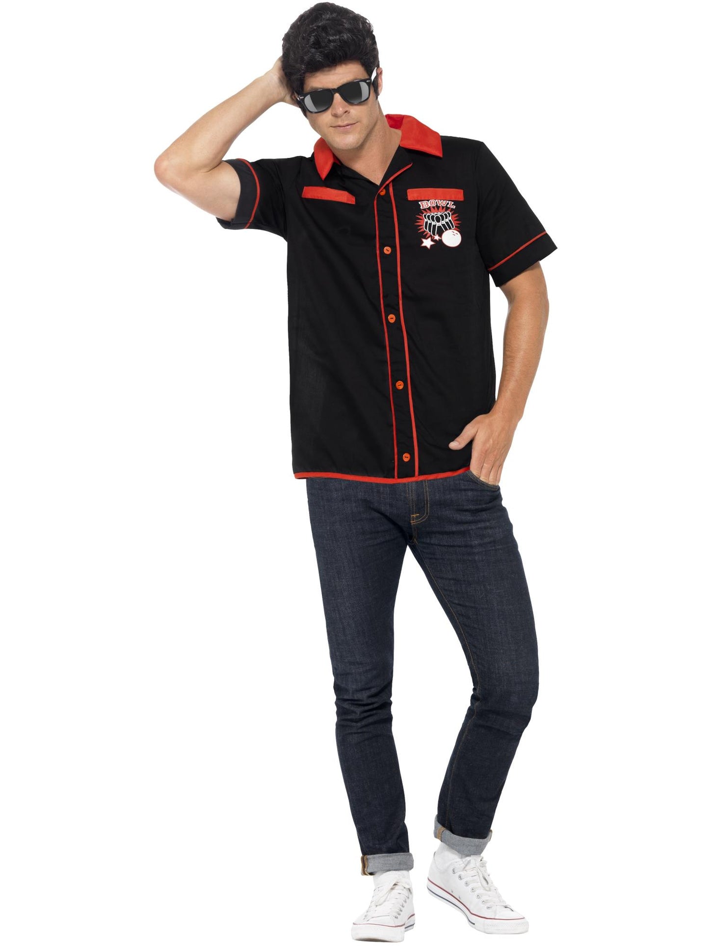 Smiffys 1950S 50s Bowling Shirt, Black CS für Unisex