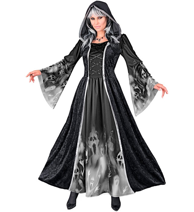 SCREAMING SOULS dunkles Kostümkleid mit Kapuze für Fasnacht