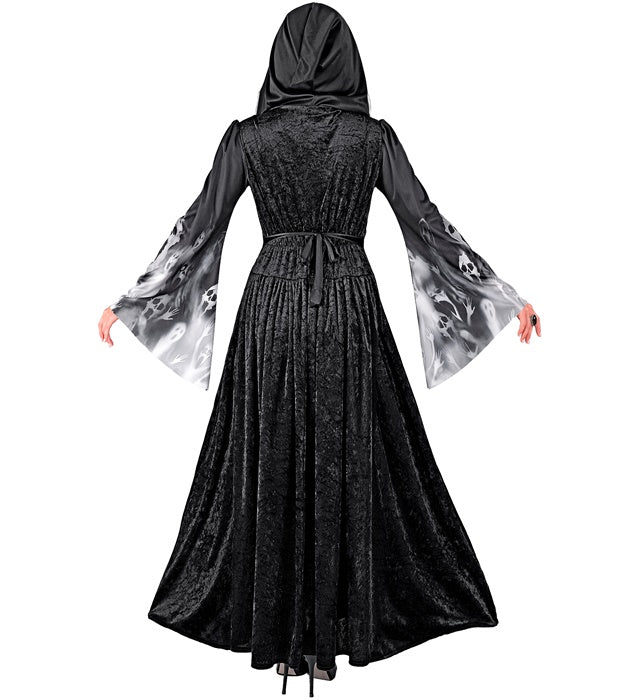 SCREAMING SOULS dunkles Kostümkleid mit Kapuze für Fasnacht