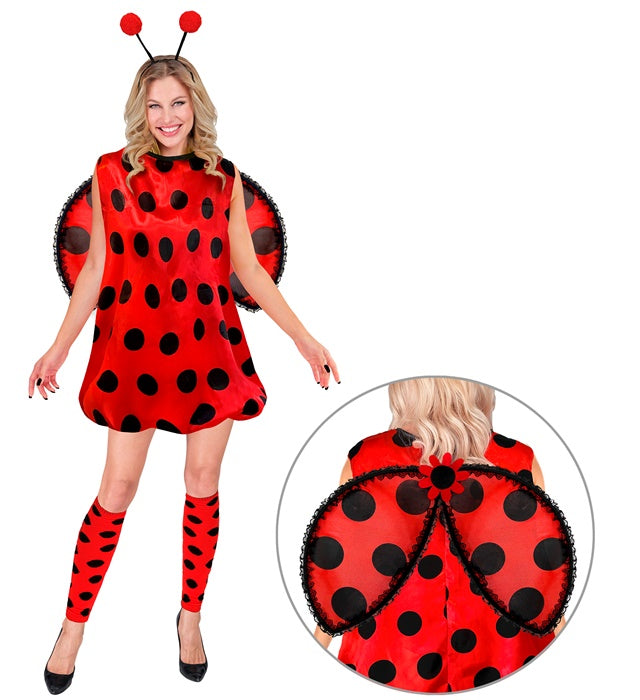 Marienkäfer-Kostüm bestehend aus Kleid, Flügeln, Stulpen und Fühlern