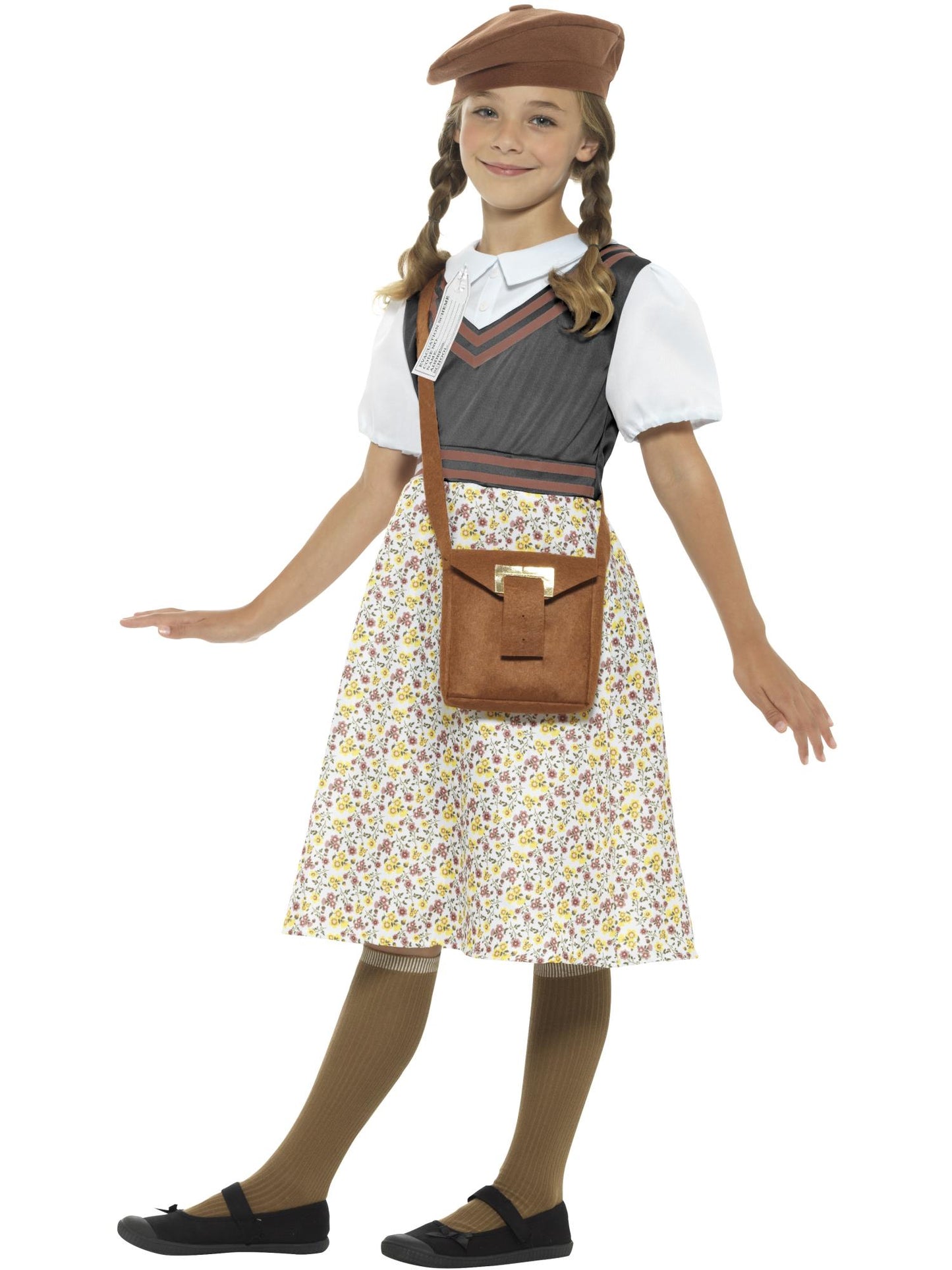 Smiffys WW Evacuee School Mädchenkostüm, Grey CS