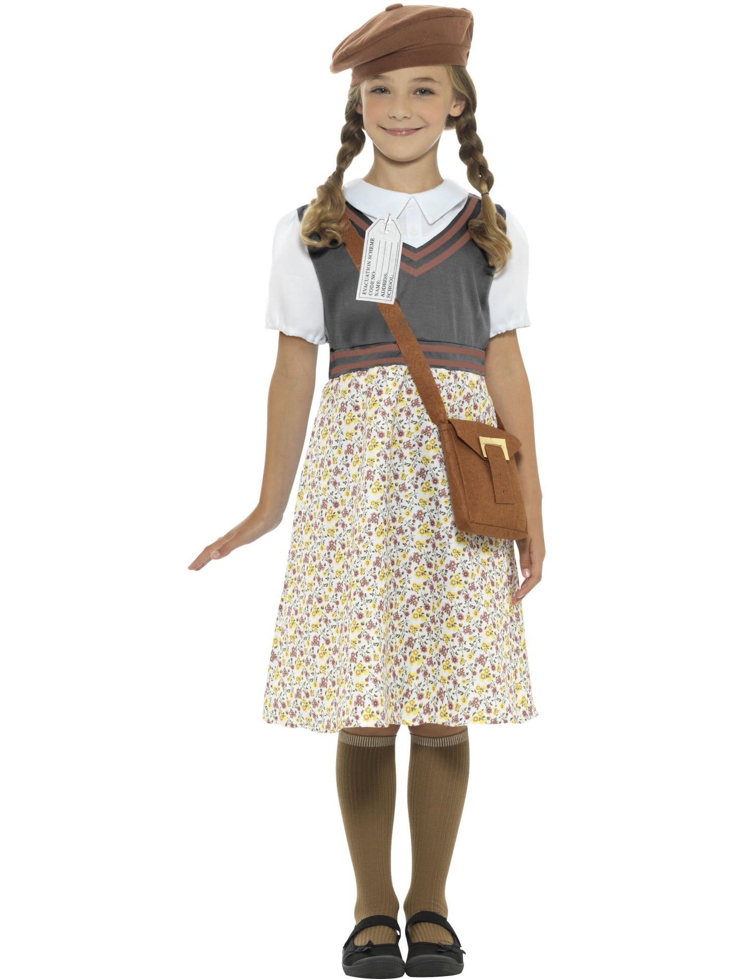 Smiffys WW Evacuee School Mädchenkostüm, Grey CS